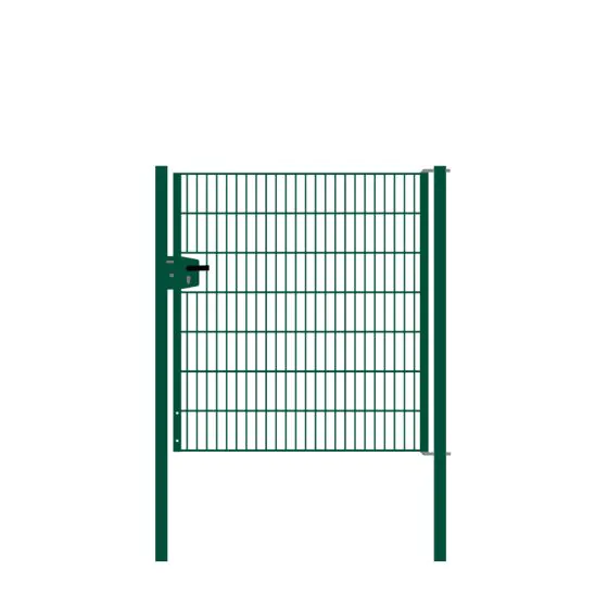 Drahtgittertor 1-flügelig, Durchgangslichte: 134 cm, Gesamtbreite inkl. Pfosten: 146 cm - Ausführung: grün beschichtet, Höhe: 143 cm