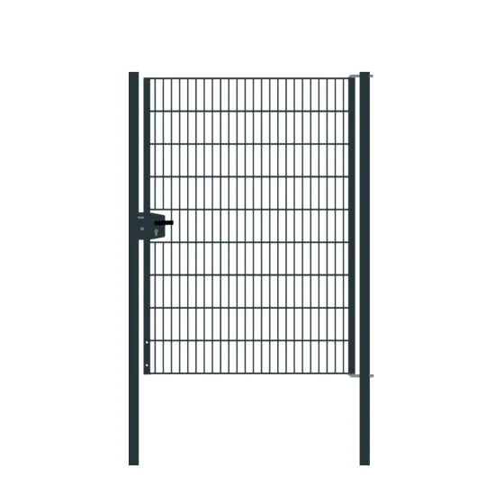 Drahtgittertor 1-flügelig, Durchgangslichte: 134 cm, Gesamtbreite inkl. Pfosten: 146 cm - Ausführung: anthrazit beschichtet, Höhe: 183 cm