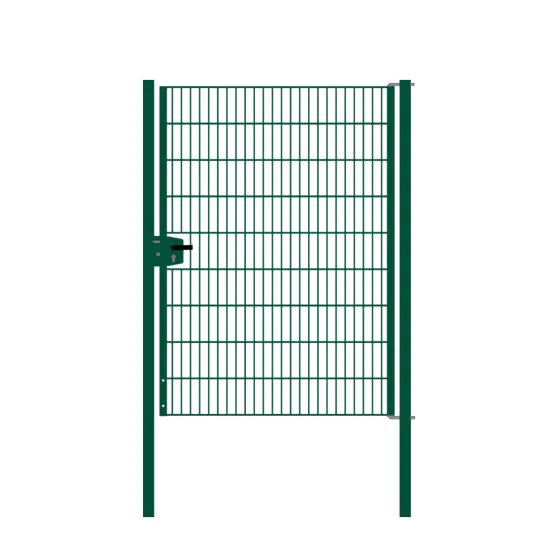 Drahtgittertor 1-flügelig, Durchgangslichte: 134 cm, Gesamtbreite inkl. Pfosten: 146 cm - Ausführung: grün beschichtet, Höhe: 183 cm