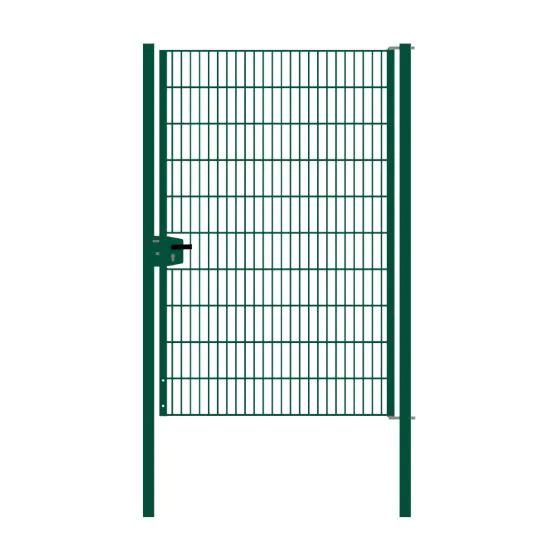 Drahtgittertor 1-flügelig, Durchgangslichte: 134 cm, Gesamtbreite inkl. Pfosten: 146 cm - Ausführung: grün beschichtet, Höhe: 203 cm