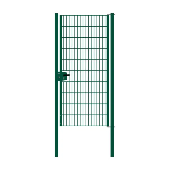 Drahtgittertor 1-flügelig, Durchgangslichte: 95 cm, Gesamtbreite inkl. Pfosten: 107 cm - Ausführung: grün beschichtet, Höhe: 203 cm