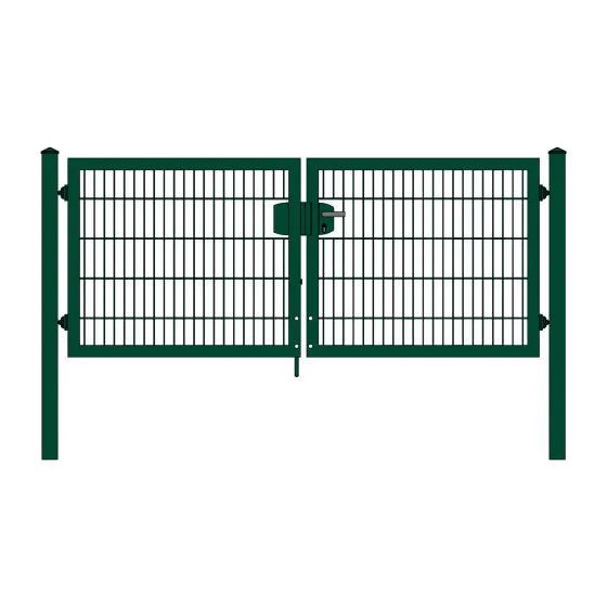 Rohrrahmenflügeltor 2-flügelig - Ausführung: grün beschichtet, Höhe: 103 cm, Durchgangslichte: 250 cm