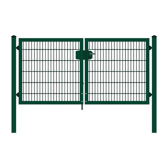 Rohrrahmenflügeltor 2-flügelig - Ausführung: grün beschichtet, Höhe: 123 cm, Durchgangslichte: 250 cm