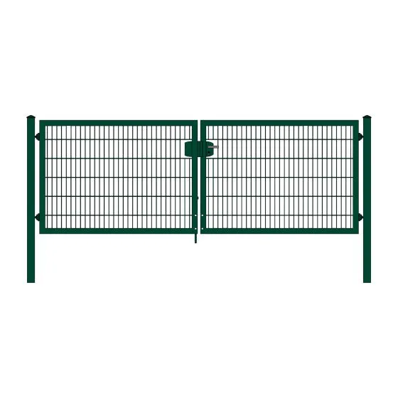 Rohrrahmenflügeltor 2-flügelig - Ausführung: grün beschichtet, Höhe: 123 cm, Durchgangslichte: 350 cm