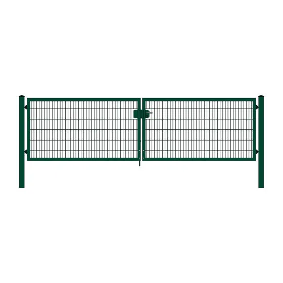Rohrrahmenflügeltor 2-flügelig - Ausführung: grün beschichtet, Höhe: 123 cm, Durchgangslichte: 450 cm