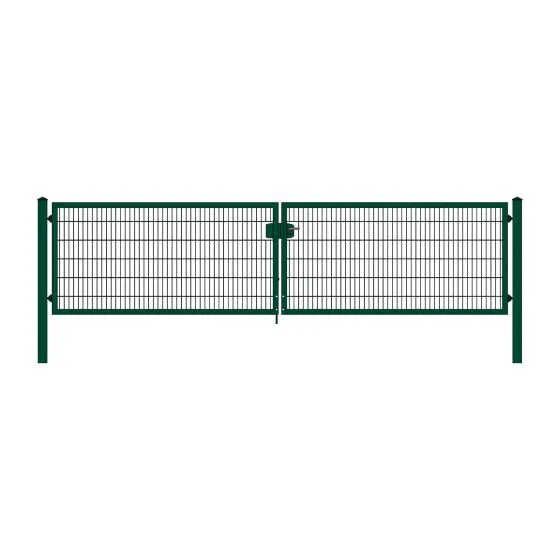Rohrrahmenflügeltor 2-flügelig - Ausführung: grün beschichtet, Höhe: 123 cm, Durchgangslichte: 500 cm