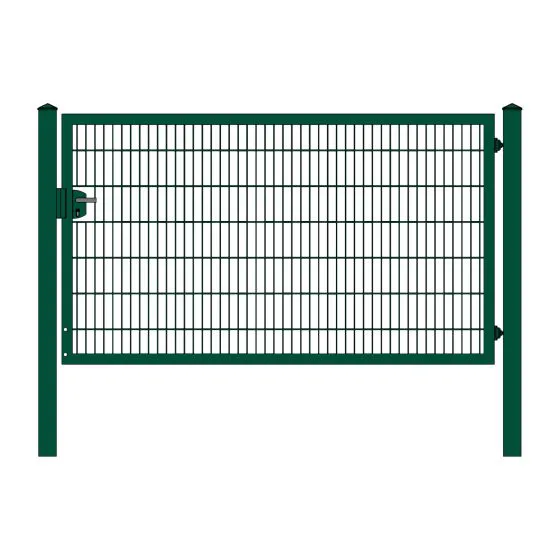 Rohrrahmenflügeltor 1-flügelig - Ausführung: grün beschichtet, Höhe: 143 cm, Durchgangslichte: 250 cm
