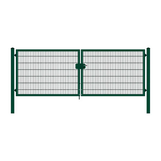 Rohrrahmenflügeltor 2-flügelig - Ausführung: grün beschichtet, Höhe: 143 cm, Durchgangslichte: 400 cm