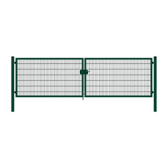 Rohrrahmenflügeltor 2-flügelig - Ausführung: grün beschichtet, Höhe: 143 cm, Durchgangslichte: 500 cm
