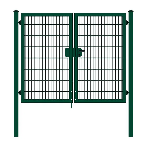 Rohrrahmenflügeltor 2-flügelig - Ausführung: grün beschichtet, Höhe: 163 cm, Durchgangslichte: 200 cm