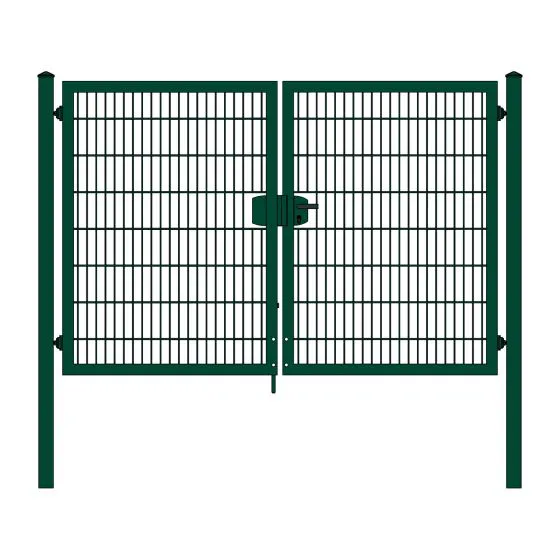 Rohrrahmenflügeltor 2-flügelig - Ausführung: grün beschichtet, Höhe: 163 cm, Durchgangslichte: 250 cm
