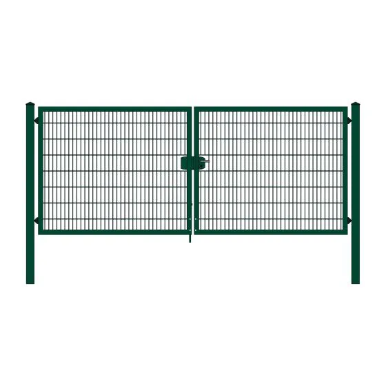 Rohrrahmenflügeltor 2-flügelig - Ausführung: grün beschichtet, Höhe: 163 cm, Durchgangslichte: 400 cm