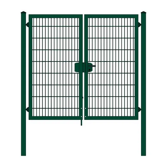 Rohrrahmenflügeltor 2-flügelig - Ausführung: grün beschichtet, Höhe: 183 cm, Durchgangslichte: 200 cm