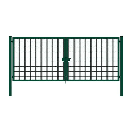 Rohrrahmenflügeltor 2-flügelig - Ausführung: grün beschichtet, Höhe: 183 cm, Durchgangslichte: 450 cm