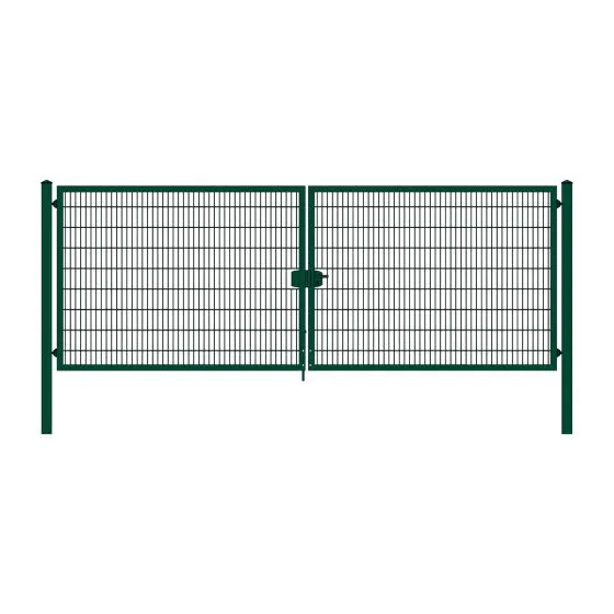 Rohrrahmenflügeltor 2-flügelig - Ausführung: grün beschichtet, Höhe: 183 cm, Durchgangslichte: 500 cm