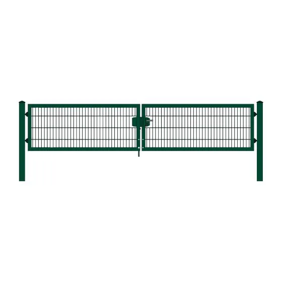 Rohrrahmenflügeltor 2-flügelig - Ausführung: grün beschichtet, Höhe: 83 cm, Durchgangslichte: 400 cm