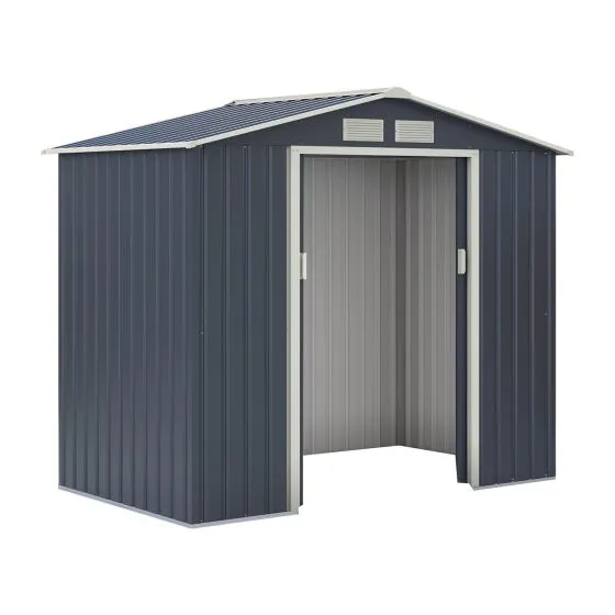 Gerätehaus Kompakt 2 - Farbe: anthrazit, Dachlänge: 2130 mm, Dachbreite: 1270mm, Gesamthöhe: 1850 mm