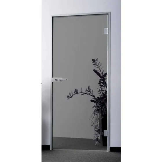 Glastür ESG 8 mm -  Ausführung: grau, Türblatt: 871 x 2013 mm (B x H), lichte Bauöffnung: 900 x 2035 mm (B x H)