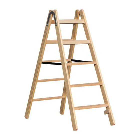 Holz Stufen Doppelleiter Mod. HST - Sprossenanzahl: 2 x 5, Länge: 1,39 m