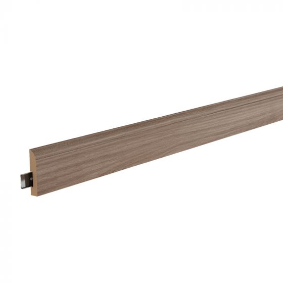 Design Sockelleiste mit Holzkern 1800 x 80 x 15 mm - Modell: PUCCINI Esche grau