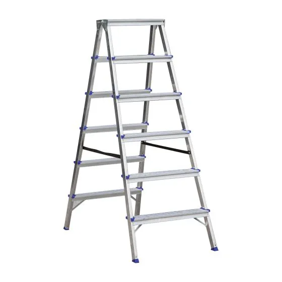 Stehleiter Aluleiter Mod. KDSS - Stufenanzahl: 2 x 6, Höhe der obersten Stufen: 1,29 m