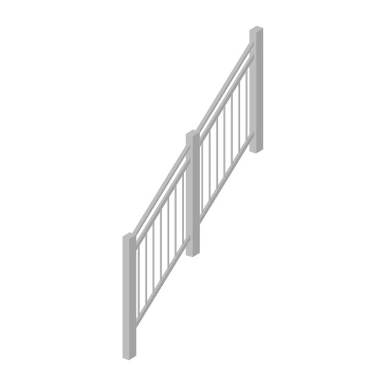 Treppengeländer aus Aluminium - für Stufenanzahl: 8, Pfostenanzahl: 3, Farbe: grau