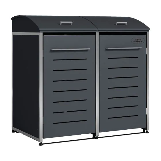 Mülltonnenbox 2-flügelig - Farbe: anthrazit, Breite: 139 cm, Höhe: 135,4 cm, Tiefe: 82,6 cm