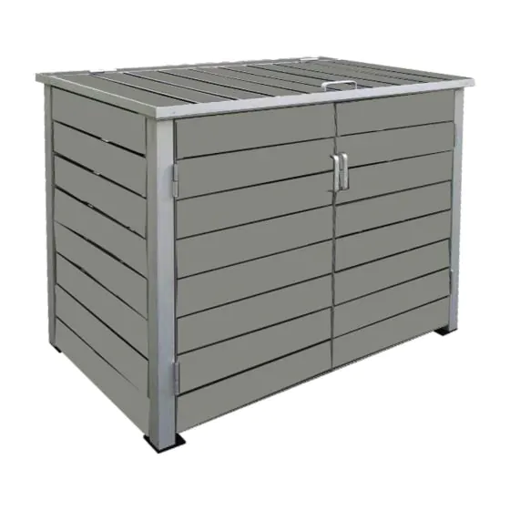 Alu / WPC Mülltonnenbox 2-flügelig - Farbe: hellgrau, Breite: 151 cm, Höhe: 118 cm, Tiefe: 95 cm