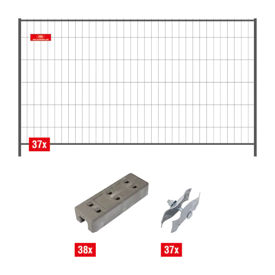 Mobilzaun / Bauzaun - XXL Set - ca. 130 lfm - Höhe: 2 m