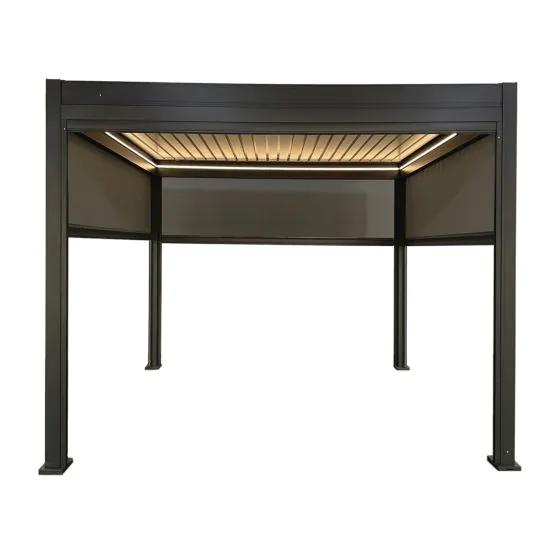 Pergola Dallas 3 m x 3 m mit LED und Sonnenschutz - Farbe: anthrazit, Höhe: 2500 mm
