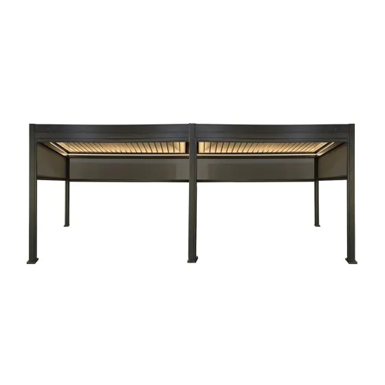 Pergola Dallas 6 m x 3 m mit LED und Sonnenschutz - Farbe: anthrazit, Höhe: 2500 mm