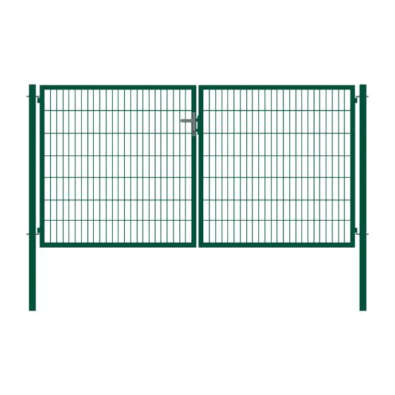Rohrrahmentor Basic 2-flügelig - Ausführung: grün beschichtet, Höhe: 143 cm, Durchgangslichte: ca. 283 cm