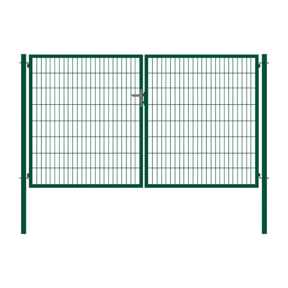 Rohrrahmentor Basic 2-flügelig - Ausführung: grün beschichtet, Höhe: 163 cm, Durchgangslichte: ca. 283 cm