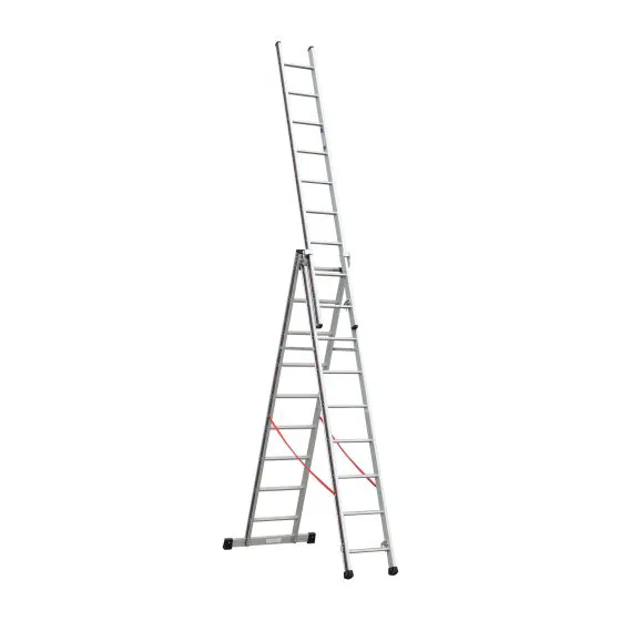 Euro-Profi Mehrzweckleiter 3-tlg. Mod. S307 - Sprossenanzahl: 3 x 9, max. Arbeitshöhe: 7,10 m