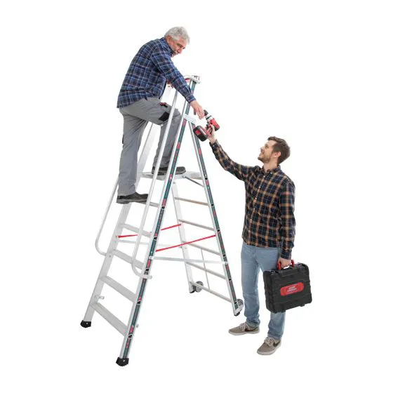 Euro-Profi Alu Podestleiter mit großem Standpodest Mod. S326