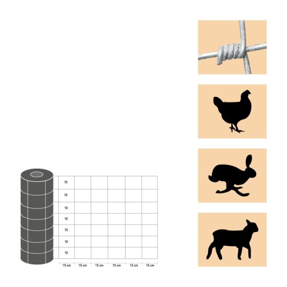 Weidezaun / Knotengeflecht Taurus leicht, Rollenlänge: 50 m, Kantendrähte: ø 2,4 mm, Draht: ø 1,9 mm - Höhe: 80 cm