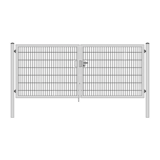 Rohrrahmenflügeltor 2-flügelig - Ausführung: verzinkt, Höhe: 143 cm, Durchgangslichte: 350 cm