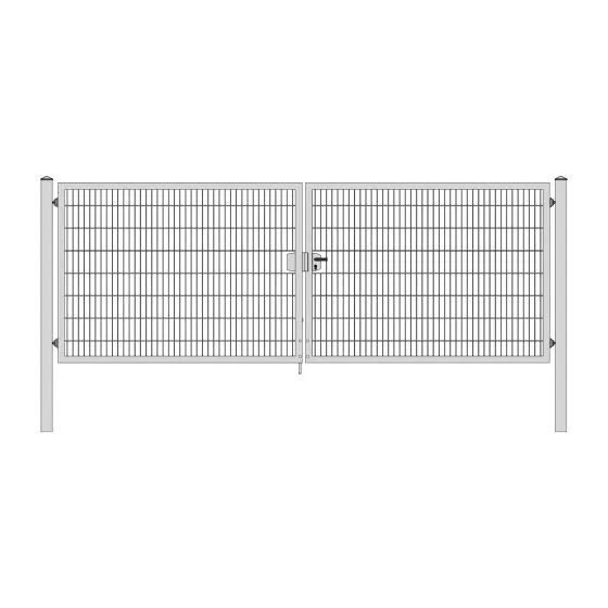 Rohrrahmenflügeltor 2-flügelig - Ausführung: verzinkt, Höhe: 163 cm, Durchgangslichte: 450 cm