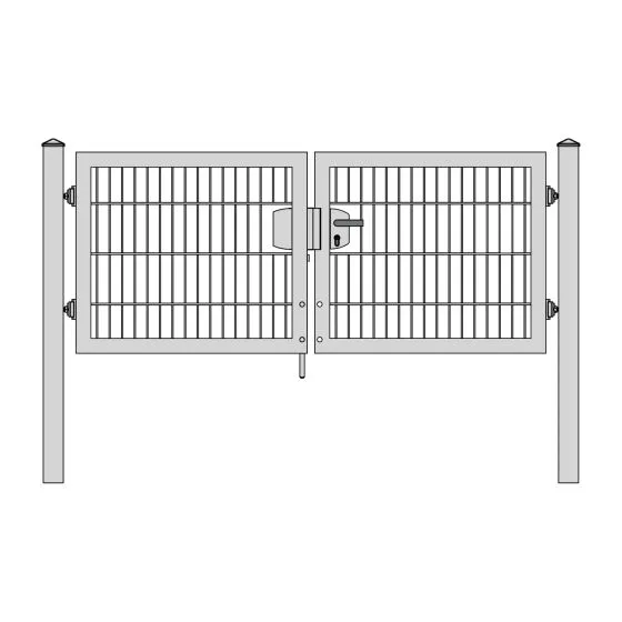 Rohrrahmenflügeltor 2-flügelig - Ausführung: verzinkt, Höhe: 83 cm, Durchgangslichte: 200 cm