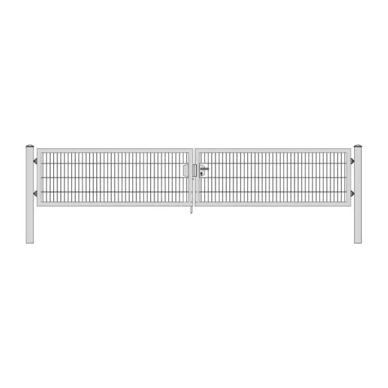 Rohrrahmenflügeltor 2-flügelig - Ausführung: verzinkt, Höhe: 83 cm, Durchgangslichte: 450 cm