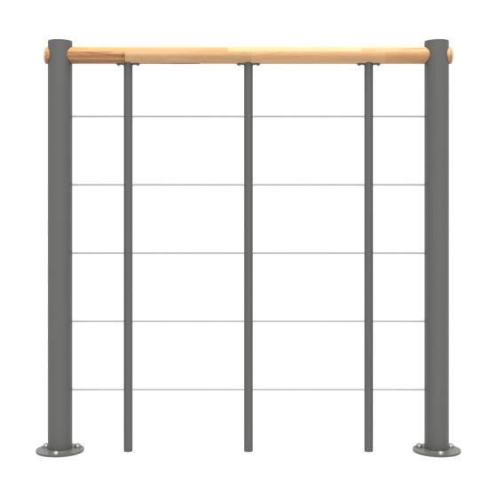 Brüstungsgeländer für Mod. Washington - Länge: 100 cm, Höhe: 90 cm, Farbe: silber, Holzart: Buche