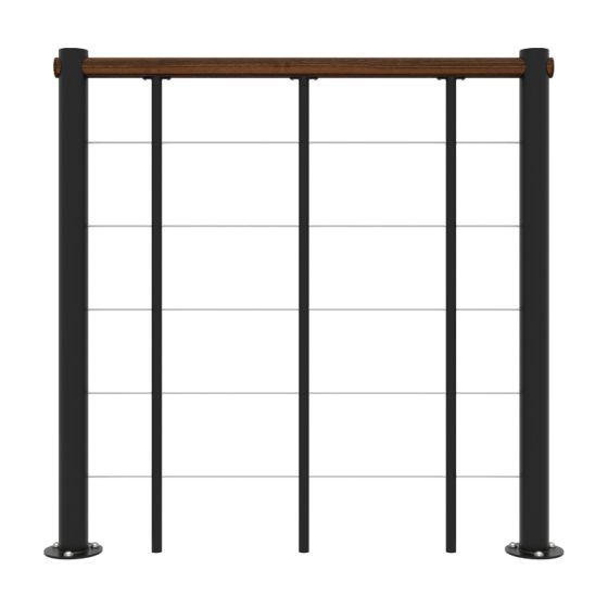 Brüstungsgeländer für Mod. Washington - Länge: 100 cm, Höhe: 90 cm, Farbe: schwarz, Holzart: Walnuss 