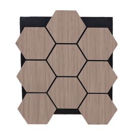 Akustikpaneele mit Hexagon - Modell: Mittelbraun, Maße: 810 x 661 x 18 mm, Stück: 4, Packungsinhalt: ca. 2,14 m²