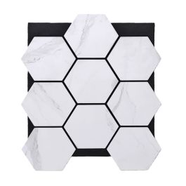 Akustikpaneele mit Hexagon - Modell: Weißer Marmor PVC, Maße: 810 x 661 x 18 mm, Stück: 4, Packungsinhalt: ca. 2,14 m²