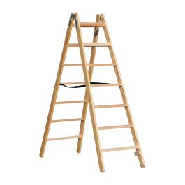 Holz Stufen Doppelleiter Mod. HST - Sprossenanzahl: 2 x 7, Länge: 1,89 m