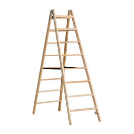 Holz Stufen Doppelleiter Mod. HST - Sprossenanzahl: 2 x 8, Länge: 2,14 m