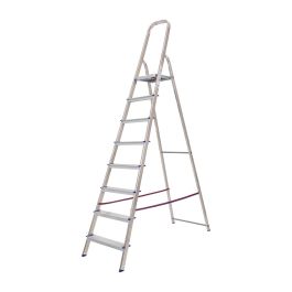 Haushaltsleiter Alu mit Sicherheitsbügel Mod. KH - Stufenanzahl: 8, Plattformhöhe: 1,66 m