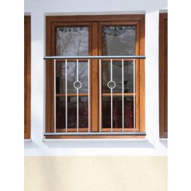 Fenstergitter Paris in Edelstahl, vormontiert - Breite: 120 - 132 cm, Höhe: 100 cm
