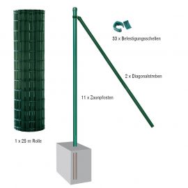 Gartenzaun / Gitterzaun 25 Meter Komplett-Set Foxx - Farbe: grün, Höhe: 152 cm, Ausführung: zum Einbetonieren