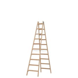 Holz Doppelleiter ABVERKAUF - Sprossenanzahl: 2 x 10, Länge: 3,20 m